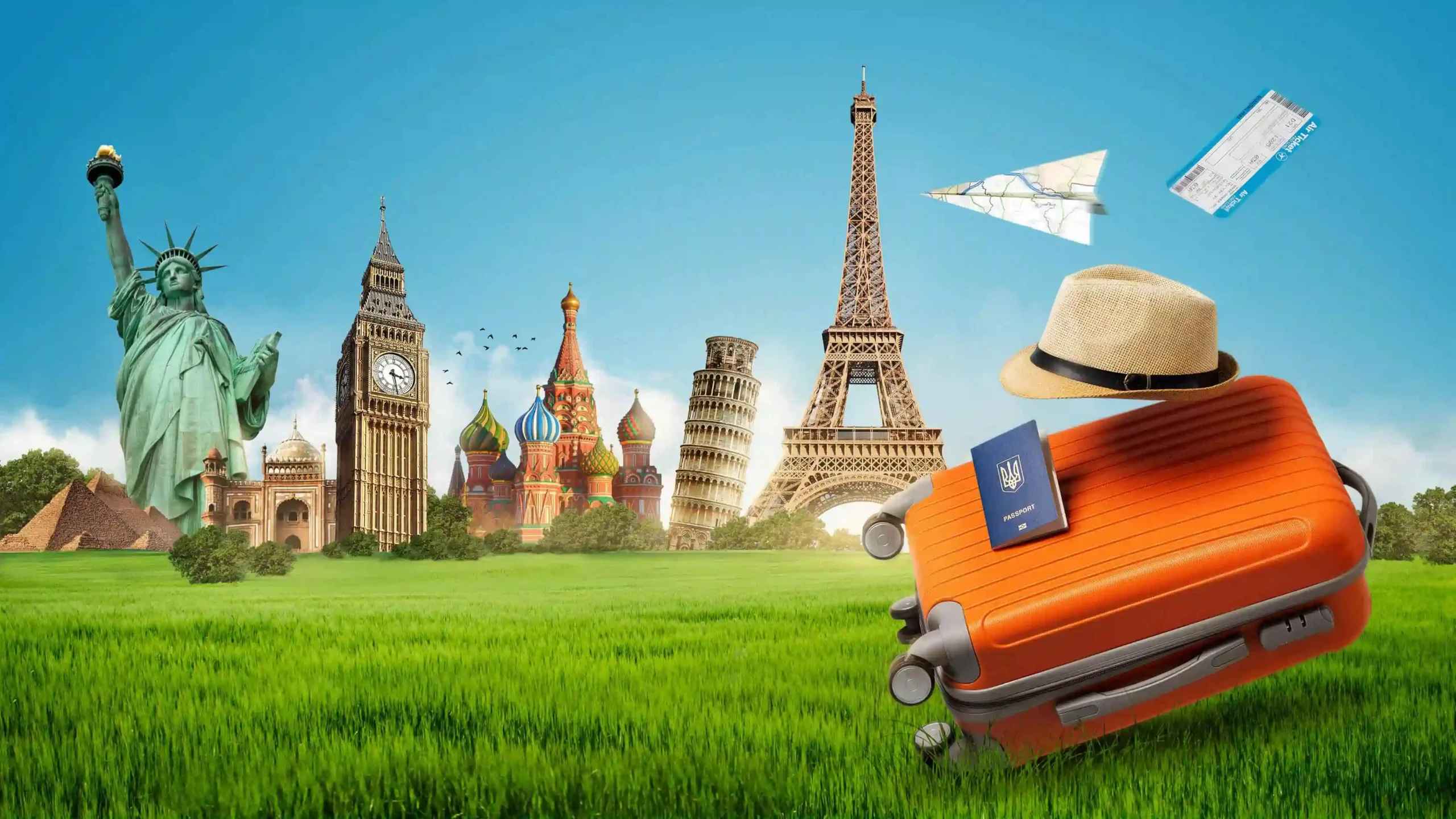 travel concept with landmarks.